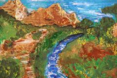 $75 Peaceful Stream 6"X6"